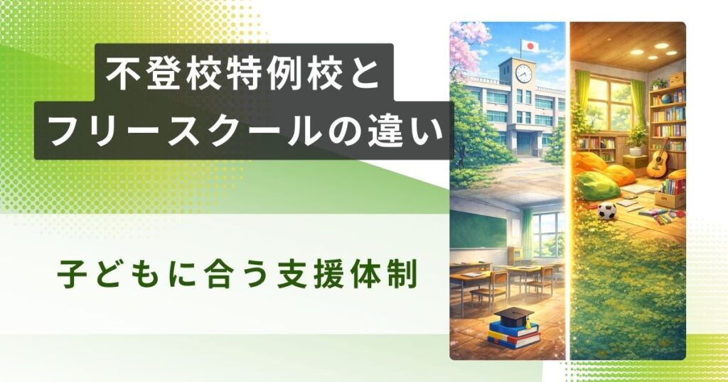 不登校特例校 フリースクール 違いアイキャッチ